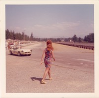Mom on the race track Marshalls car