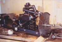 close up of the front suspension all rebuilt and ready to go