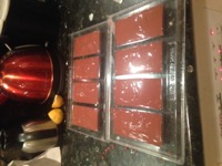tempered chocolate being molded